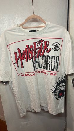 Hellstar Records Men's White Graphic Logo Crew Neck Short Sleeve Tee Size L