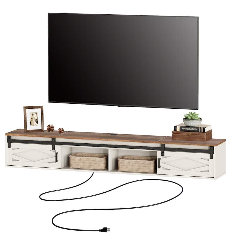 TV Stand for TVs up to 80 Inch with Sliding Barn Door