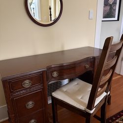 Solid walnut desk and mirror