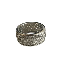 Sterling Silver Clear Cubic Zirconia Wide Eternity Band/Ring Size 6