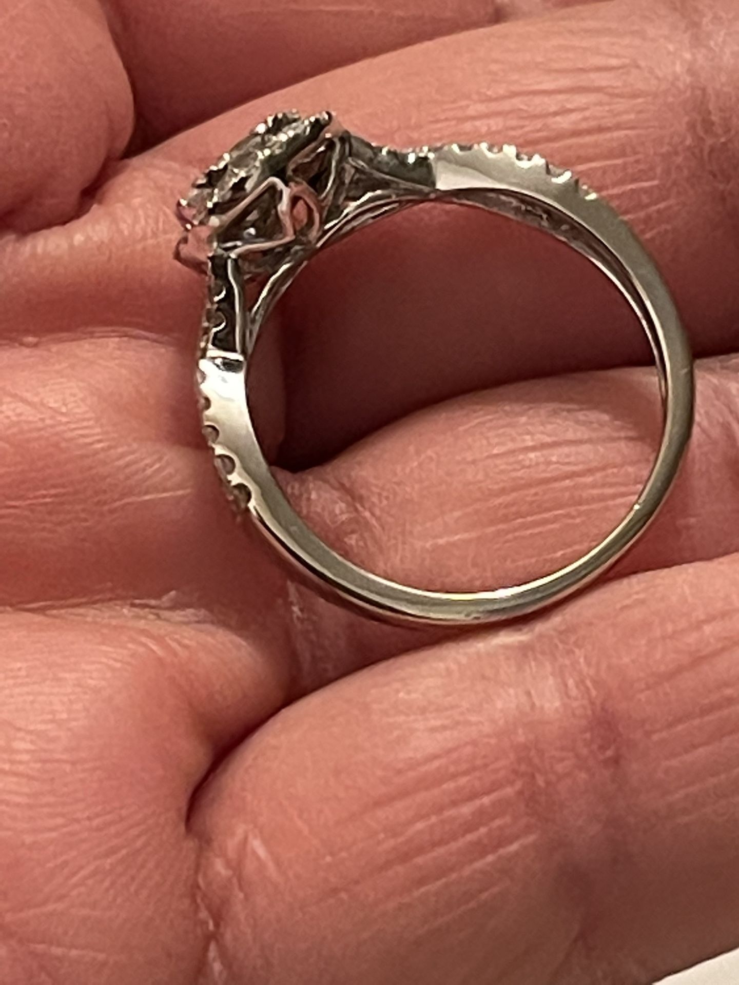 14K White Gold .85 TCW Cluster Teardrop Woven Engagement Ring