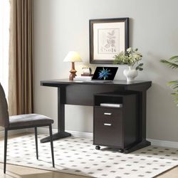 Flux 47" Home Office Desk with Rolling File Cabinet