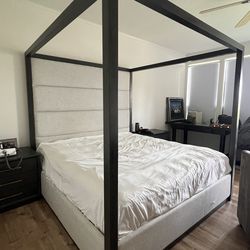Cal King Canopy bed frame & headboard