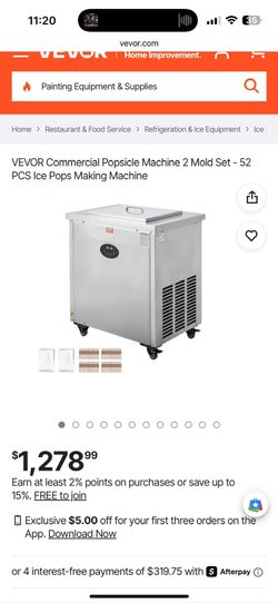 Vevor Commercial Popsicle Machine 2 Mold Set 52PCS Ice Pops Making Machine BBJ2B Maquina Paletas New $875