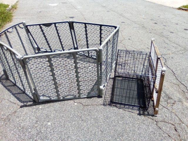 Grey Dog Pen +Small Dog Cage+Gate