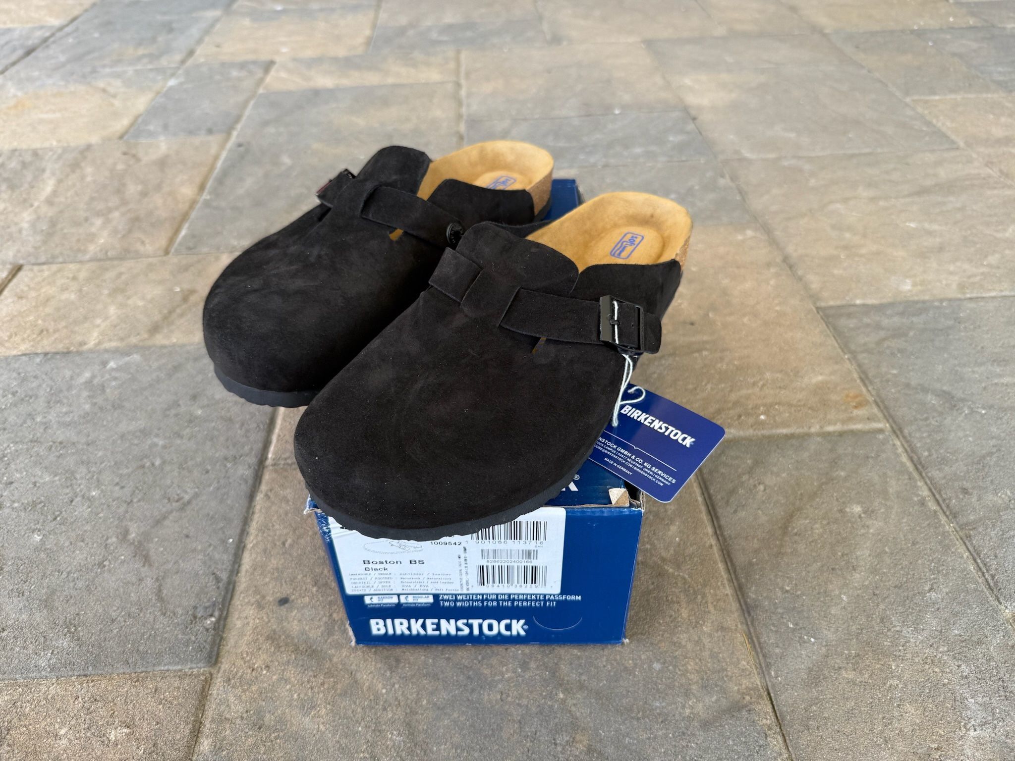 Brand New Birkenstock Boston Suede Leather Black Clogs Sandals All Sizes Available