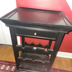 Vintage Rustic Wood Wine Rack Cabinet with Lift Top Serving Tray 9 Bottles