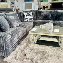 Weekend Sale Now😱Stunning Dark Grey Plush Sofa Sectional Available (Limited Time Only) $1999😱