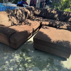 Brown couch with ottoman great condition clean we sell all the time delivery $40 local