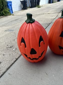 Vintage Don Featherstone Pumpkin 18” Light Up Blow Mold Halloween Union