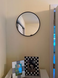 Ikea Round Black Framed Wall Mirror