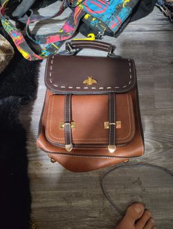 Little Bee Vintage Faux-Leather Backpack