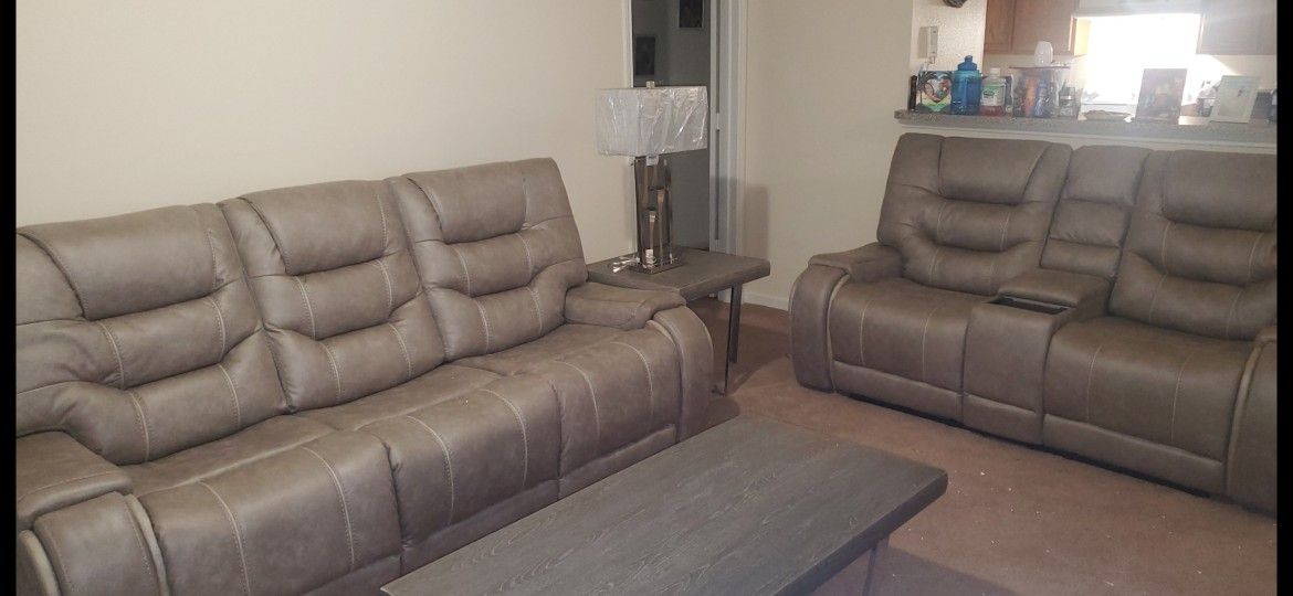 Leather Power Reclining Loveseat And Couch