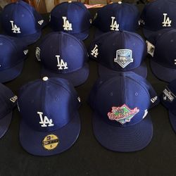 Los Angeles Dodgers MLB World Series 59FIFTY Fitted Hats Size 8 Patches 2018 2019 2020
