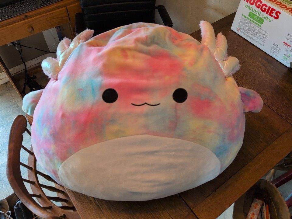 Jumbo Squishmallow Tinley the Axolotl Tie Dye Rare 24 Inch