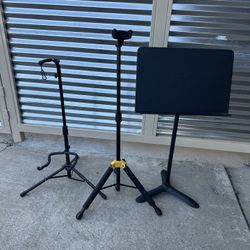2 Guitar Stands, Music Stand All Like New Never Left The House 