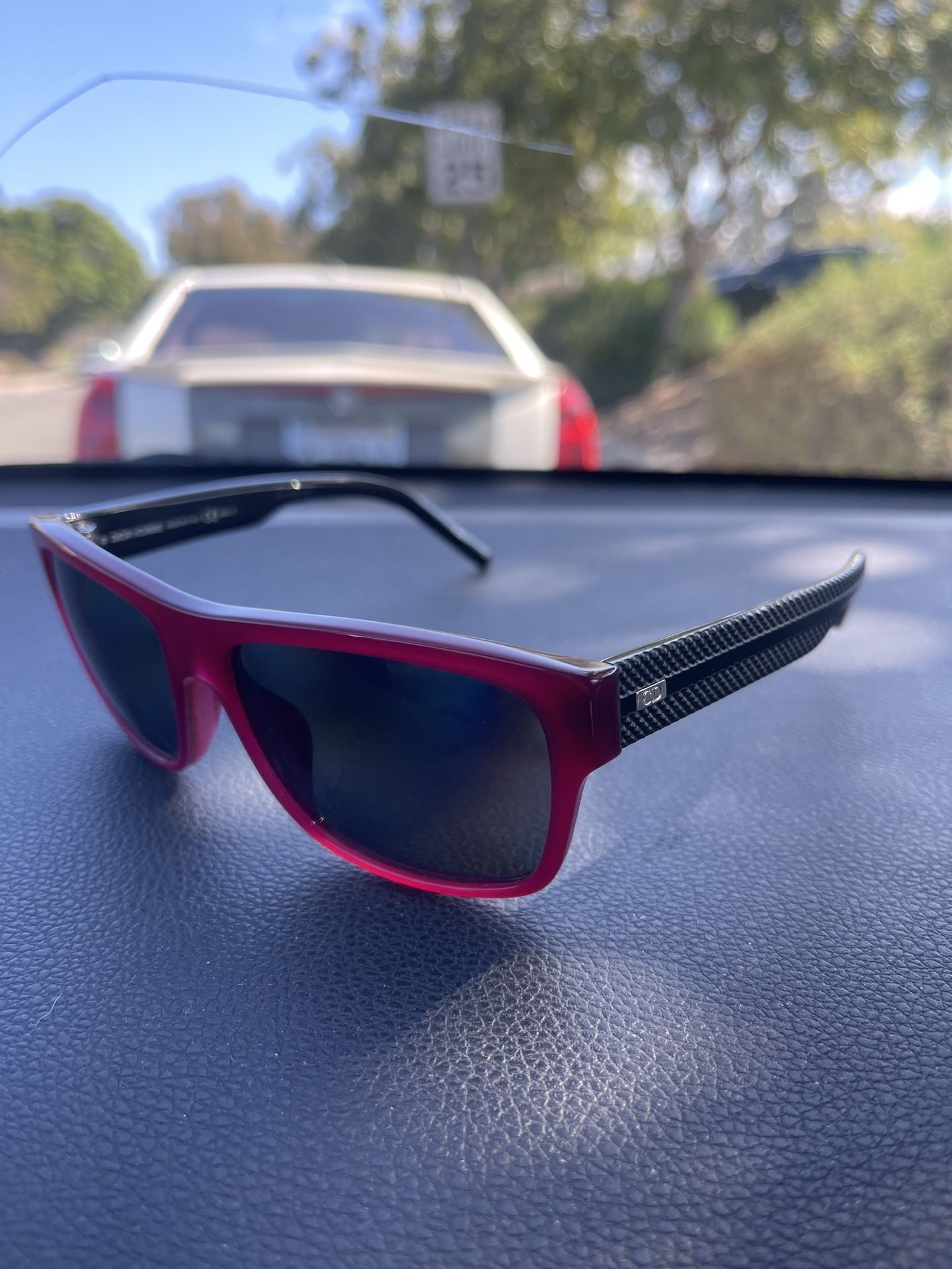 CHRISTIAN DIOR Homme Black Tie Men's Red Rectangular Sunglasses