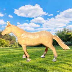 Vintage 1990s Warm Taupe Plastic Toy Horse Figurine, 1.75” 