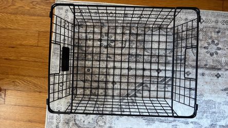Black Metal Wire Storage Basket with Handles (15" x 11.25" x 5.25")h