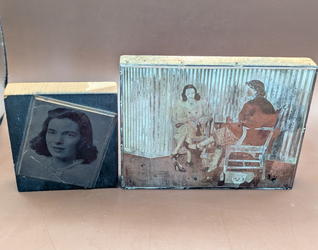 Vintage Copper Printing Blocks Lot 2 Photo Engraving Wood Mounted photos women