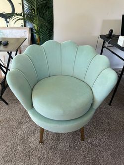 Mint Green Velvet Shell Accent Chair