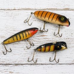 Vintage 1950s South Bend Bass Oreno Wooden Fishing Lure Lot - Wood Pike Perch