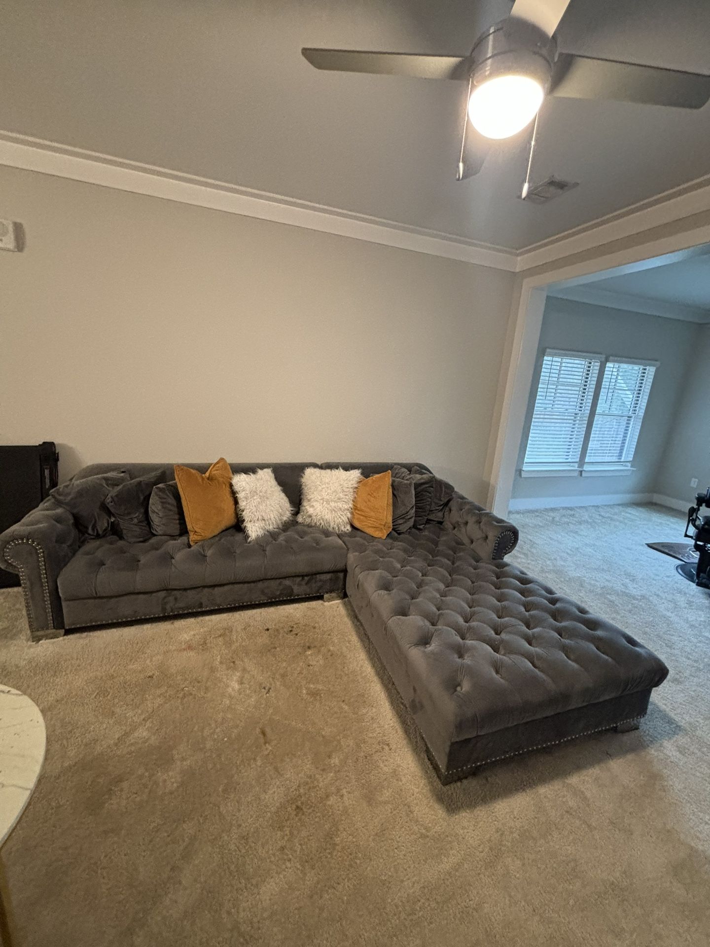 Gray Velvet Sectional