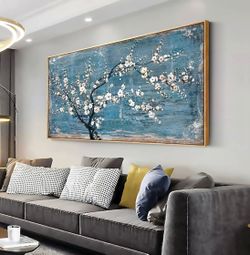 Large 58х29 Wall Art Plum Blossom Canvas Wall Pictures