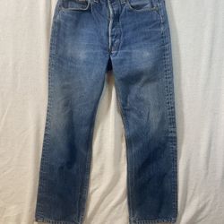 Vtg 1990s Levis 501 Made in USA Blue Denim Jeans Button Fly Size W30 L31 High Waisted Actual 27x27 