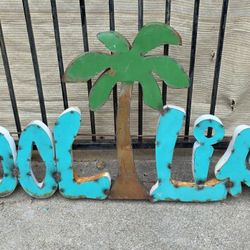 Outdoor / Patio Decor - Metal Pool Life Sign