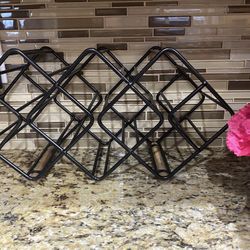 Gourmet Basics by Mikasa 12-Bottle Metal Wrought Iron Stackable Wine Storage Rack, Antique Black