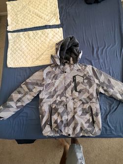 Wantdo Men's Geometric Print Ski Jacket with Hood