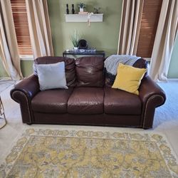 Leather Sofa And 2 Oversized Chairs 
