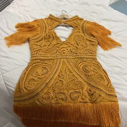 Orange Tasseled Party/Event Dress