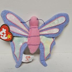 TY Beanie Babie Flitter the Butterfly Plush Toy - Pink/Purple