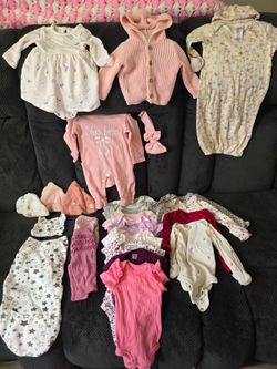 Newborn Baby Girl Clothing Lot - Gerber, Carter's & More