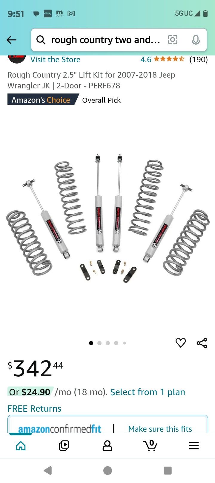 Rough Country Two And A Half Inch Lift For A 2007 2018 Jeep Wrangler