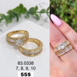 White Zirconia Ring 18K Gold Plating Size 9