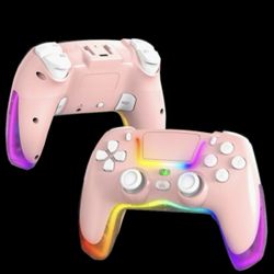 PS4 Dazzle Color Light Wireless Bluetooth Grip(Pink)