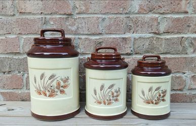 Vintage Wheat Milk-Can Style Ceramic Canisters