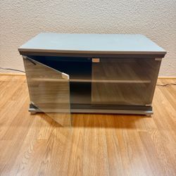 Modern Gray Small TV Stand 32.5" Low Profile Media Console Table Storage Shelf