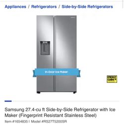 Samsung 27.4-cu ft Side-by-Side Refrigerator with Ice Maker (Fingerprint Resistant Stainless Steel)