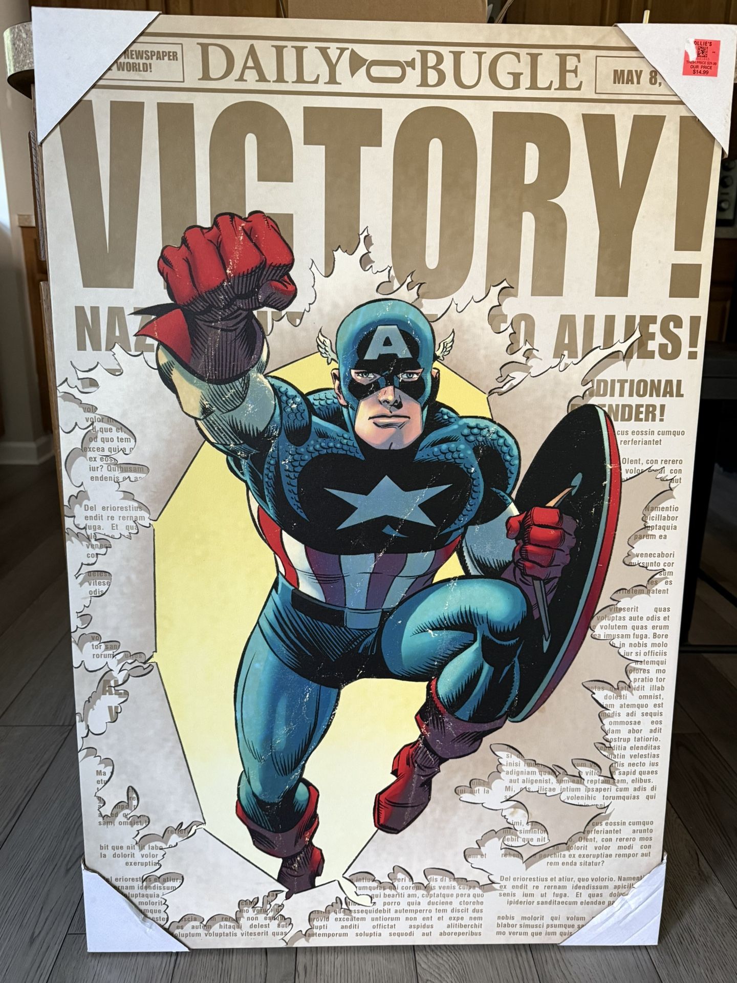 NEW-Large Captain America Canvas Print 24” x 36”