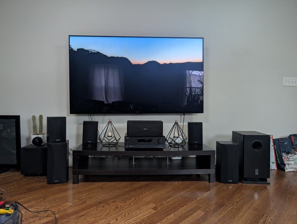 Onkyo receiver, subwoofer and 6 speakers