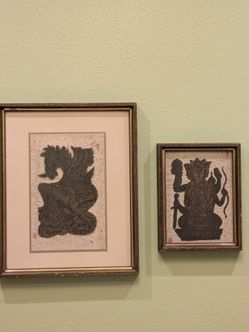 2 Vintage Early Mid Century Rare Thai Temple Rubbings