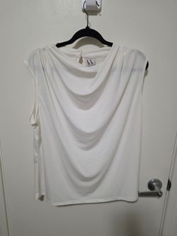 Worthington White Draped Cowl Neck Sleeveless Top