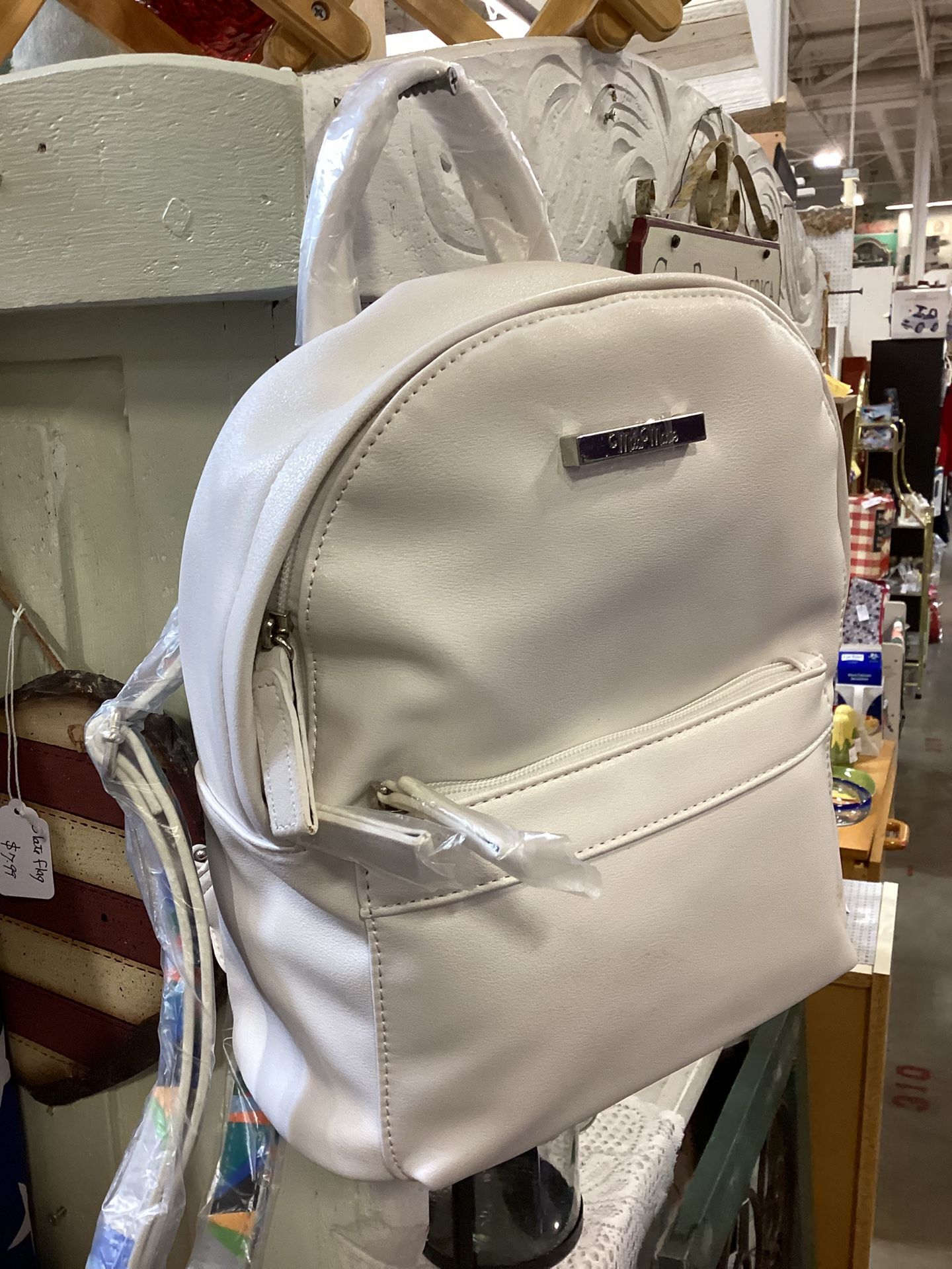 Mila Marie bag purse backpack – white with colorful strap