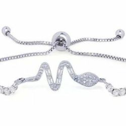 MACY'S Cubic Zirconia Snake Adjus Bolo Bracelet