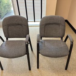 2 Gray Padded Office Waiting Room Arm Chairs  