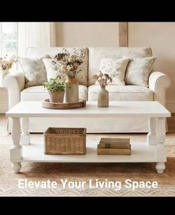 47" Farmhouse Coffee Table White